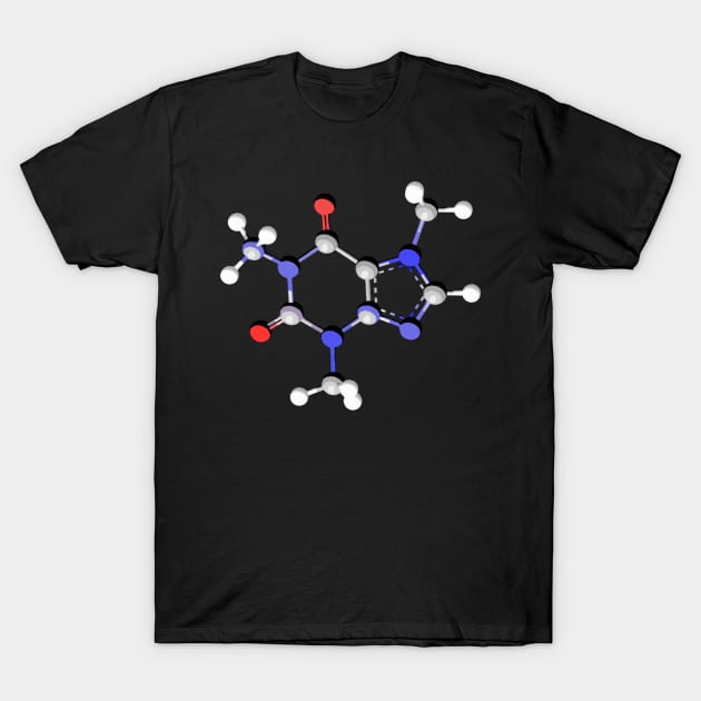 Caffeine Molecule T-Shirt by ChemECool